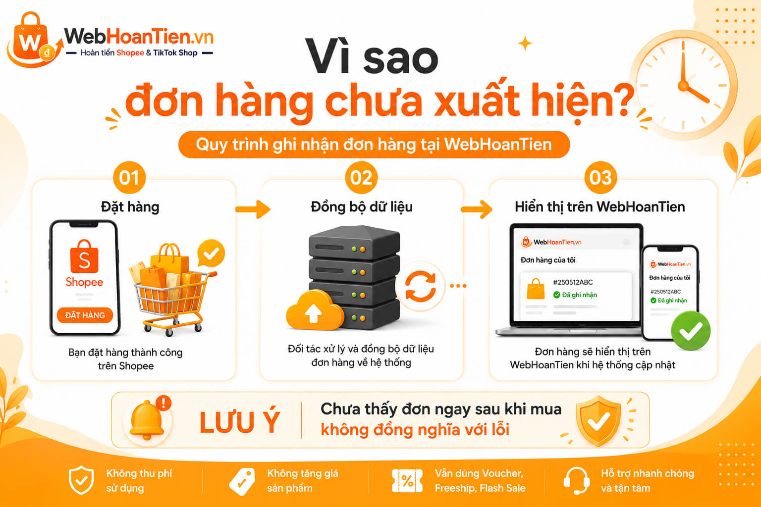 Vì sao đơn hàng chưa xuất hiện trên WebHoanTien? Những điều bạn cần biết