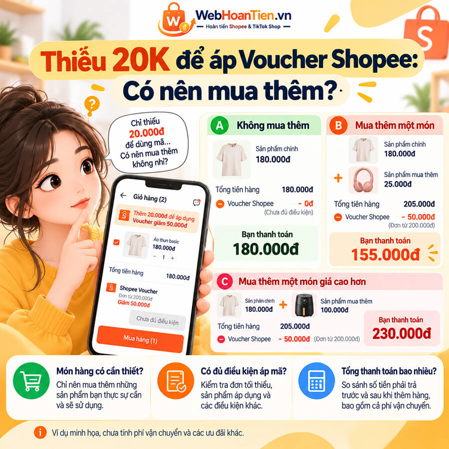 Có nên mua thêm hàng để đủ điều kiện dùng Voucher Shopee?